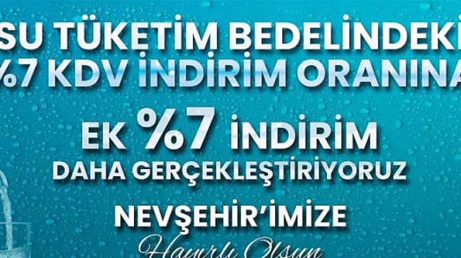 Nevşehir’de Su Tarifilerindeki İndirim Oranı Yüzde 14’e Yükseliyor