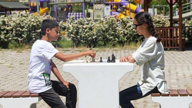Van Büyükşehir Belediyesi Parklara Masa Tenisi ve Satranç Masaları Kurdu