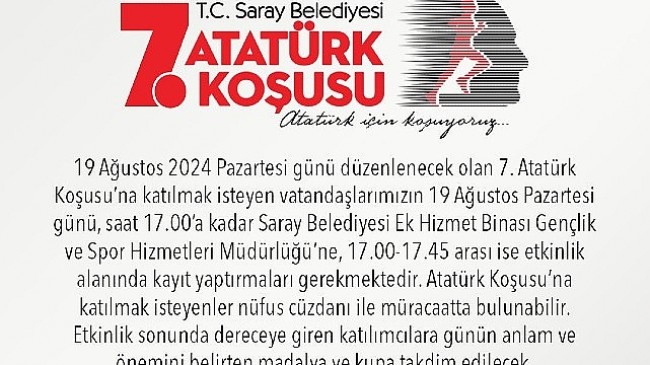 7. Atatürk Koşusu başvuruları başladı